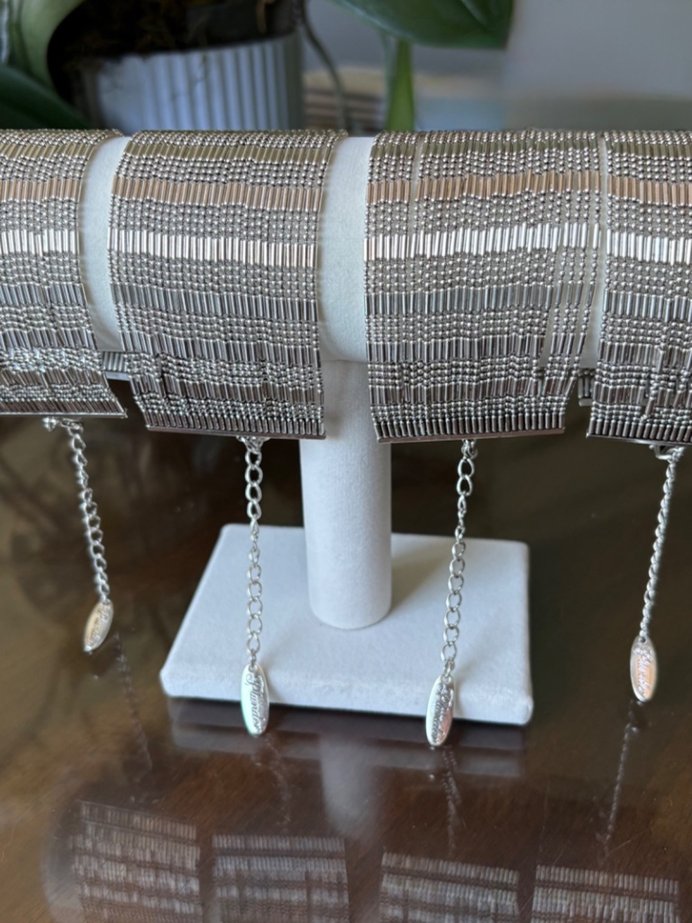 New Silver Beaded Dangle Earrings by Plunder Design - Picture 9 of 9